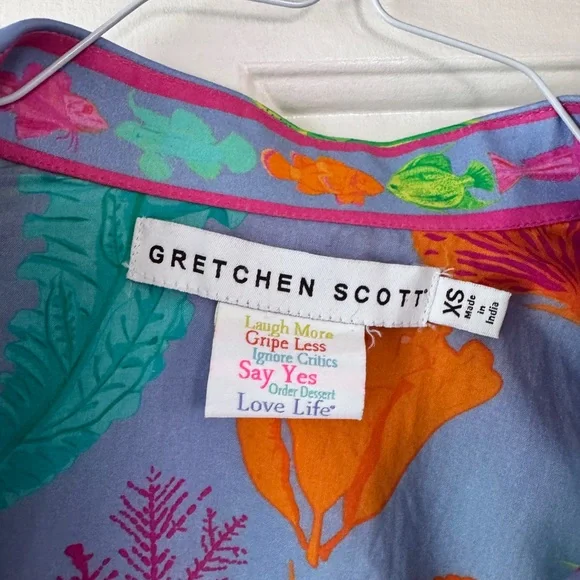 Gretchen Scott Boyfriend Shirt Sea Sway Fish button up shirt